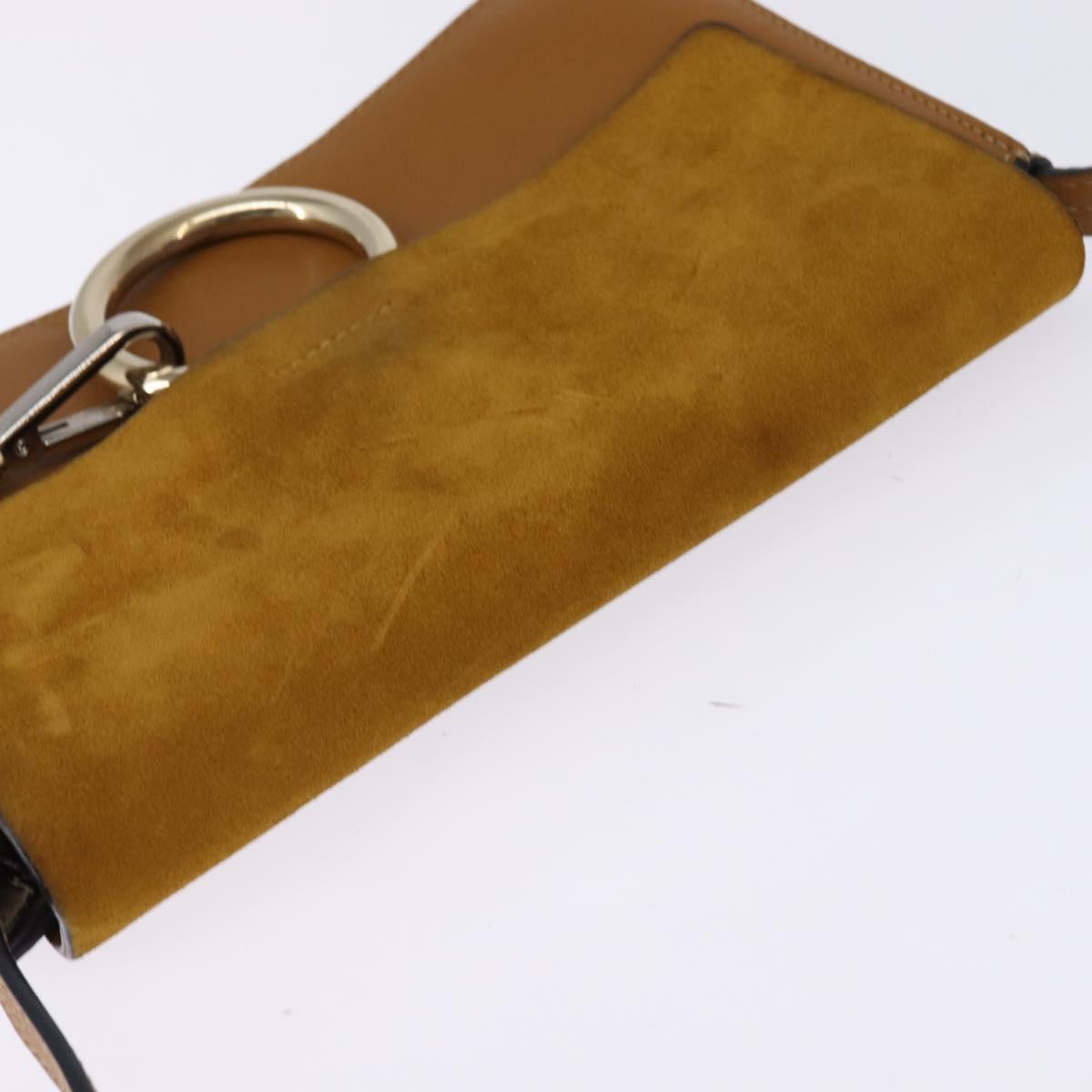 Chloe Fay Shoulder Bag Suede Leather Beige Gold Auth BA5749