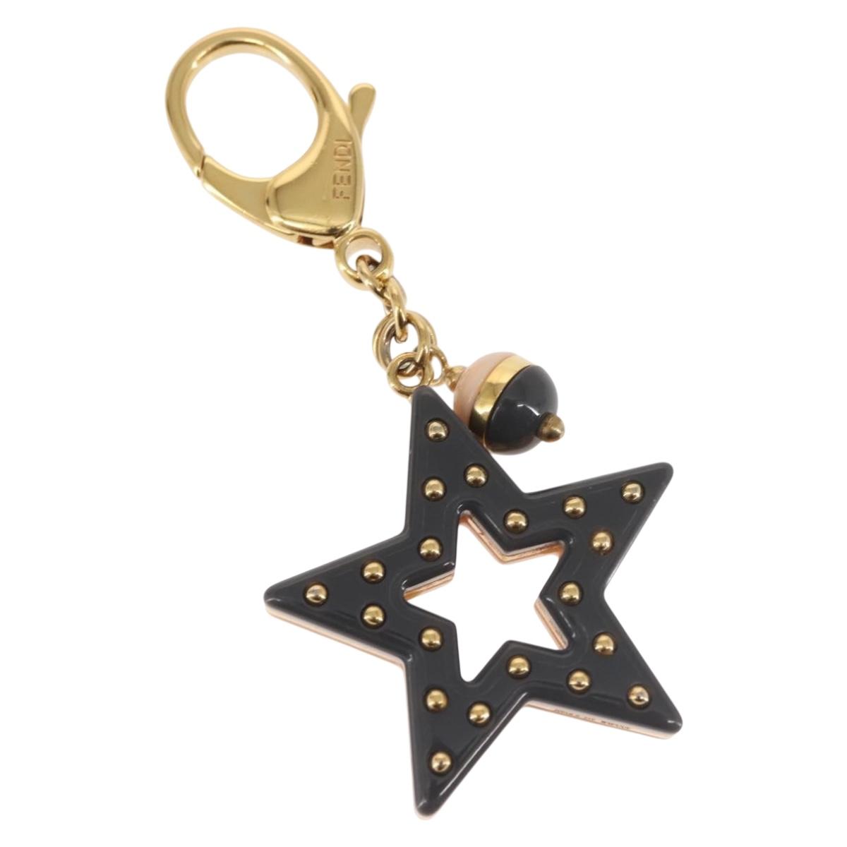 FENDI Star Charm Metal Gold Gray pink Auth BA5755