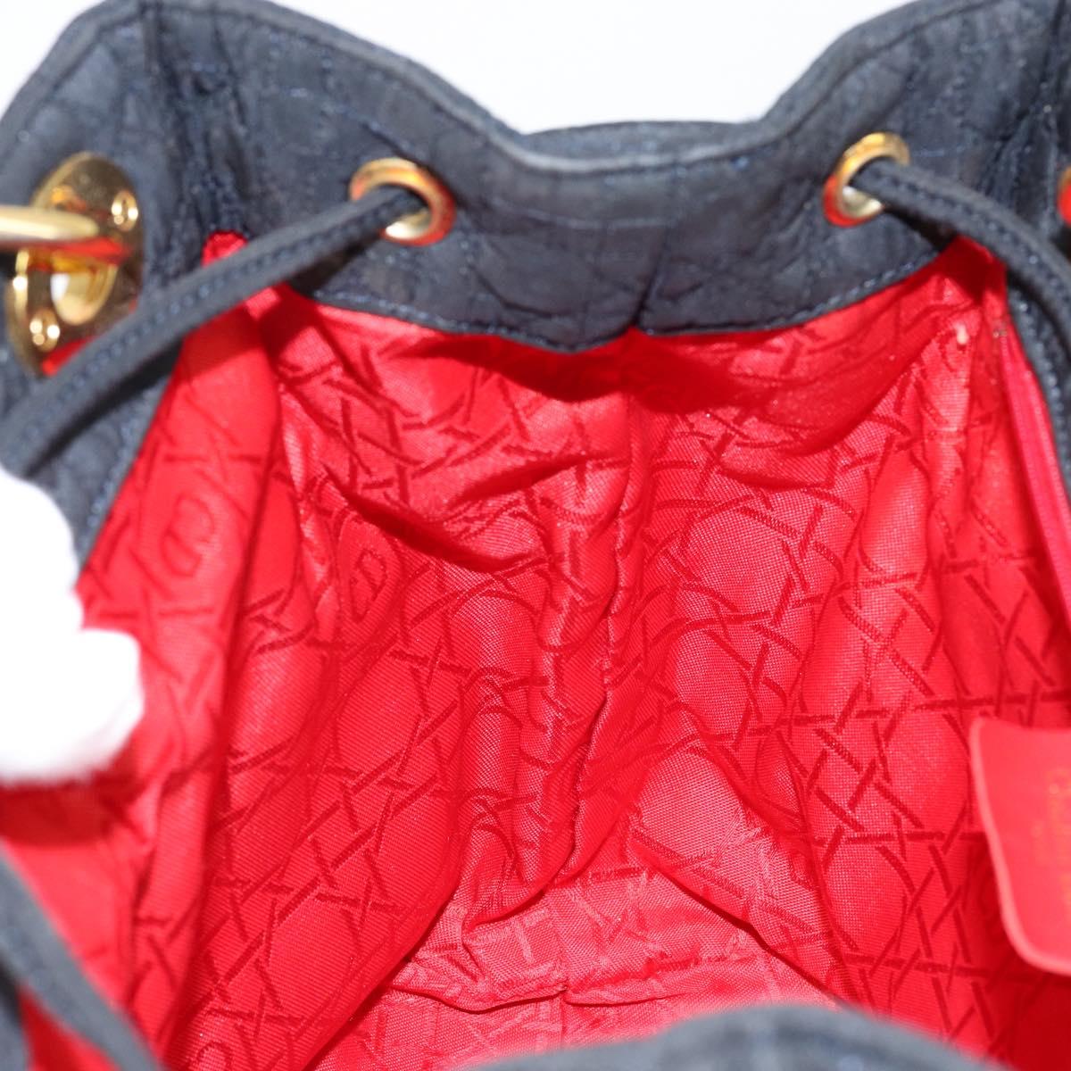 Christian Dior Lady Dior Canage Hand Bag Nylon Black Gold Auth BA5759