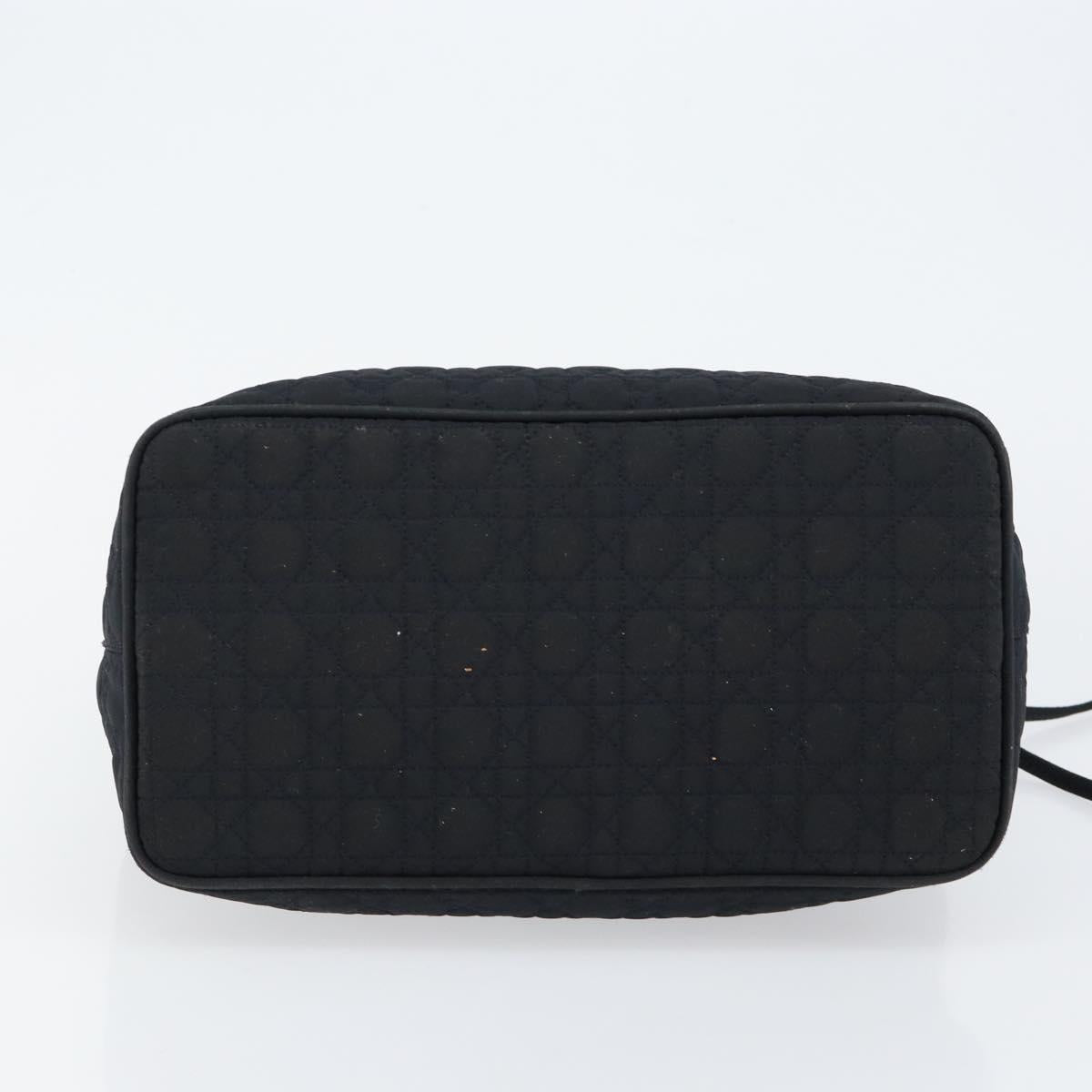 Christian Dior Lady Dior Canage Hand Bag Nylon Black Gold Auth BA5759