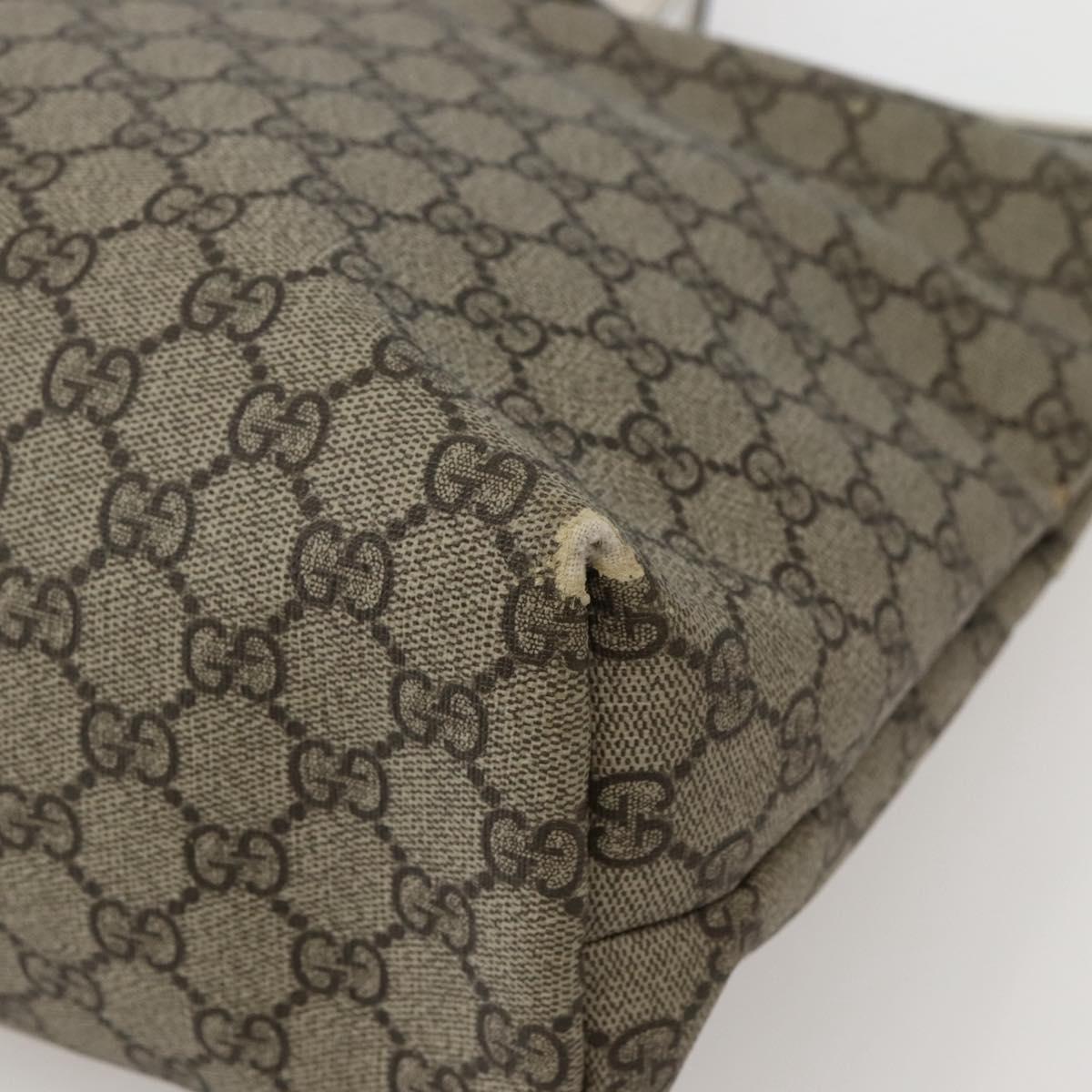 GUCCI GG Supreme Tote Bag PVC Beige Silver 211137 Auth BA5762