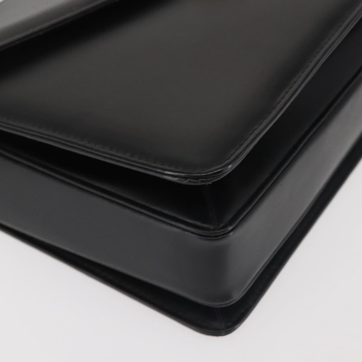 GUCCI Shoulder Bag Leather Black Gold Auth BA5763