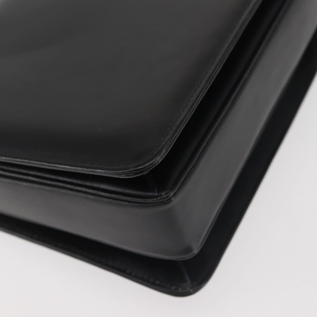 GUCCI Shoulder Bag Leather Black Gold Auth BA5763