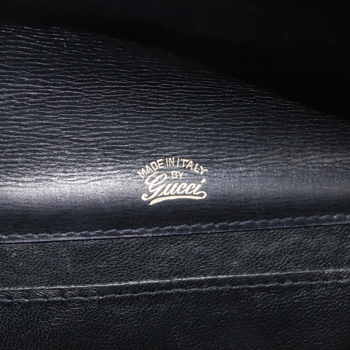 GUCCI Shoulder Bag Leather Black Gold Auth BA5763