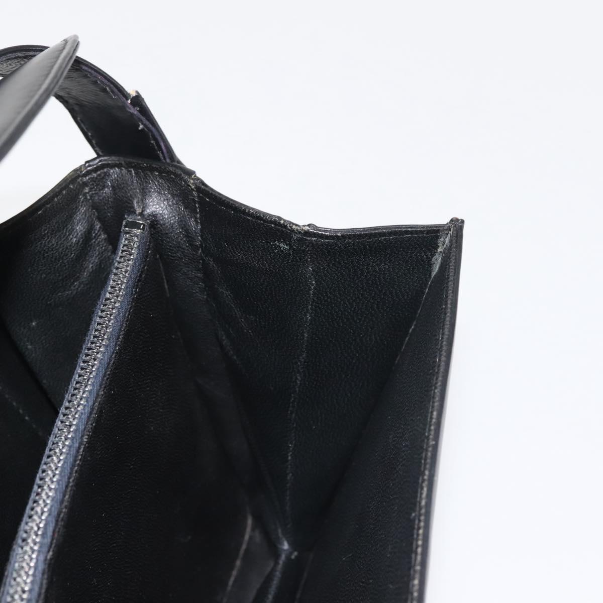 GUCCI Shoulder Bag Leather Black Gold Auth BA5763