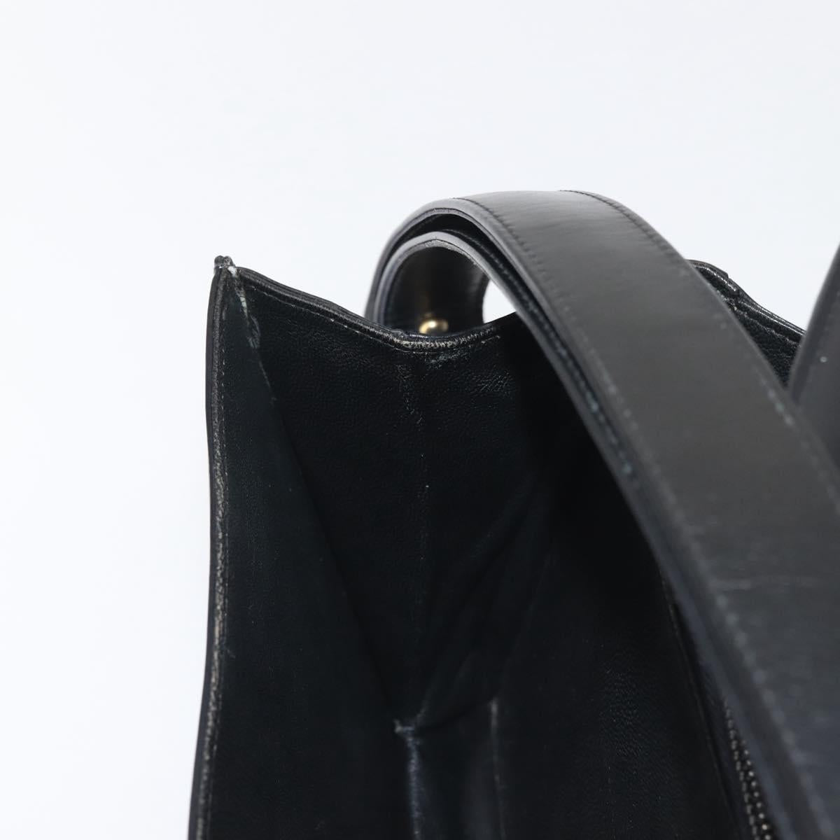 GUCCI Shoulder Bag Leather Black Gold Auth BA5763