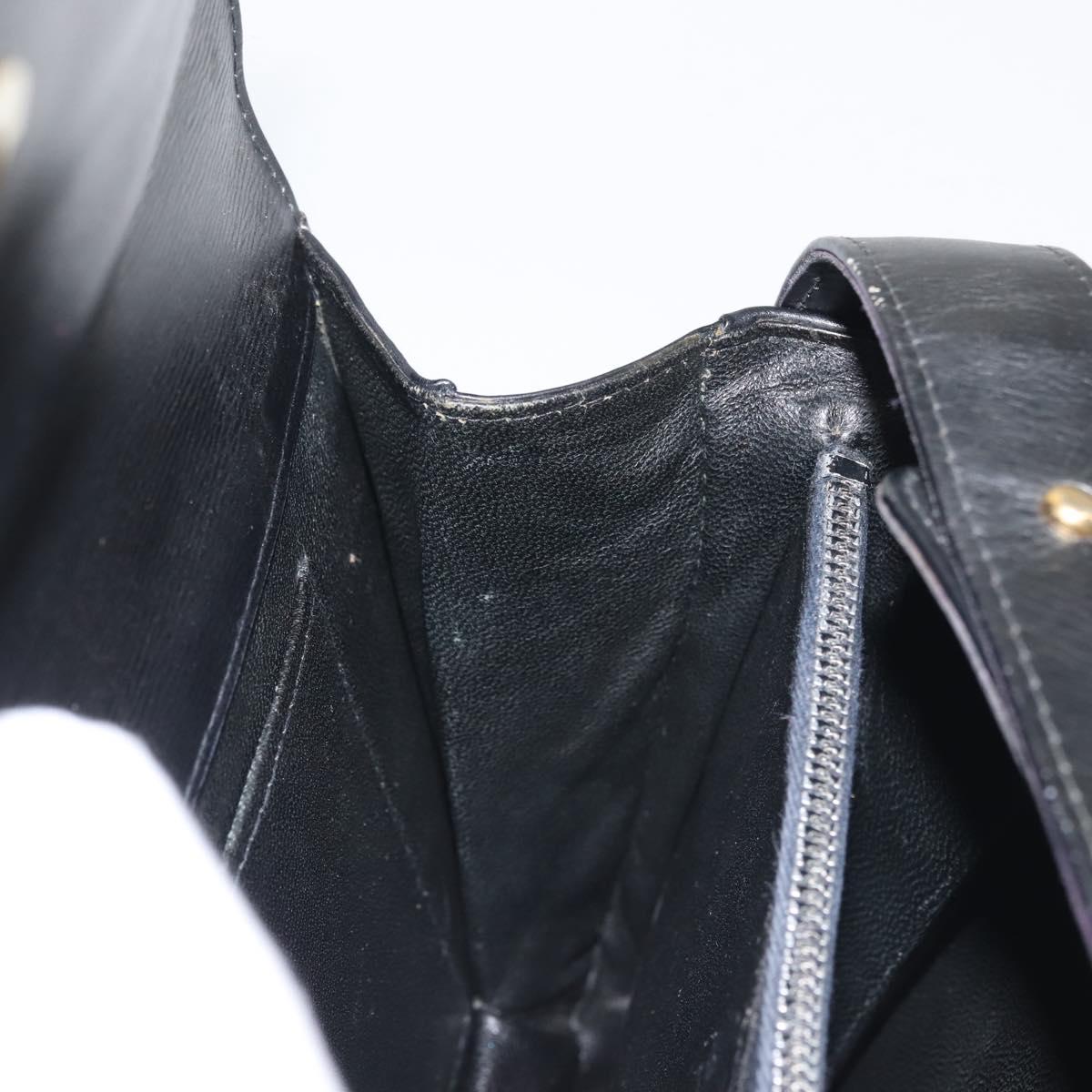 GUCCI Shoulder Bag Leather Black Gold Auth BA5763