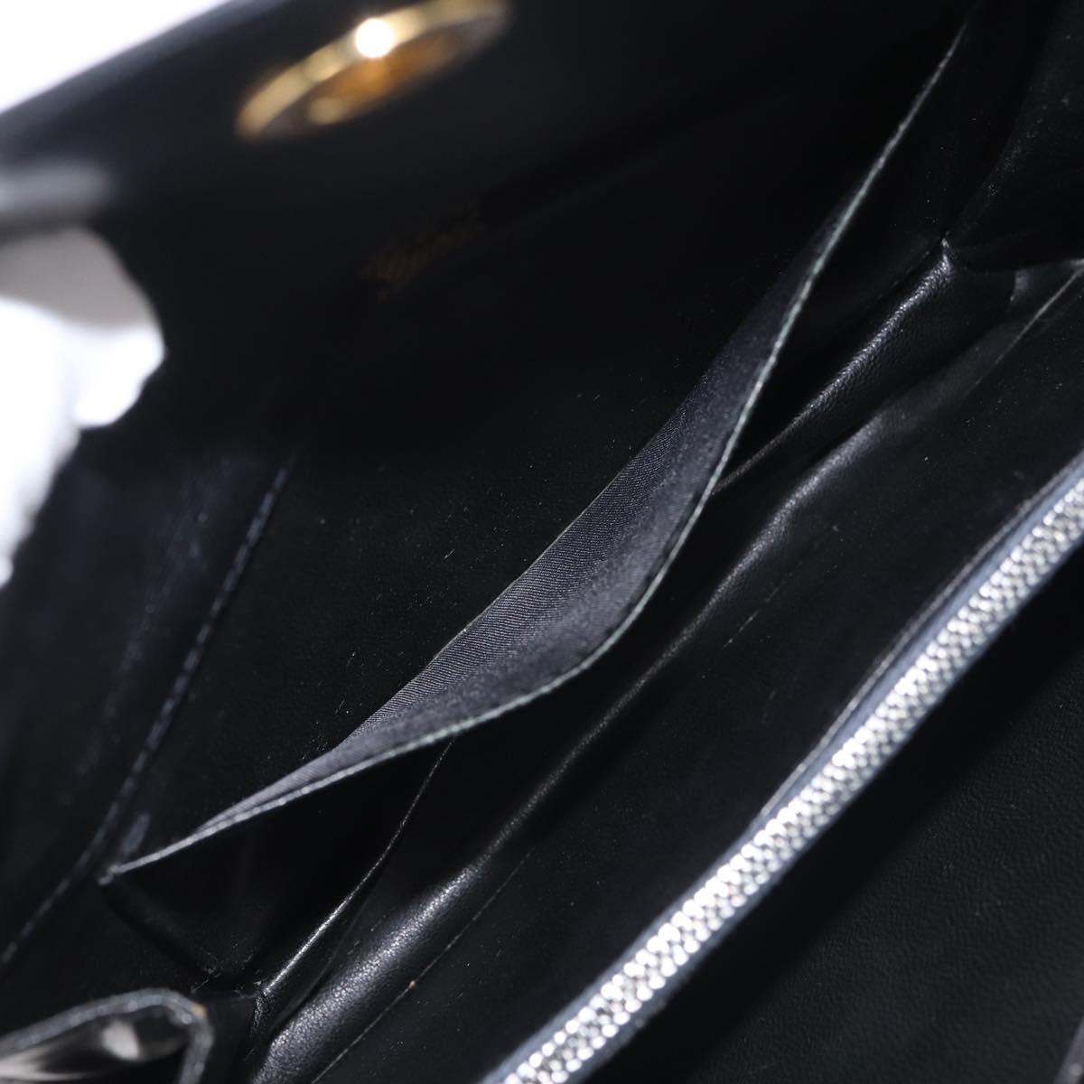 GUCCI Shoulder Bag Leather Black Gold Auth BA5763