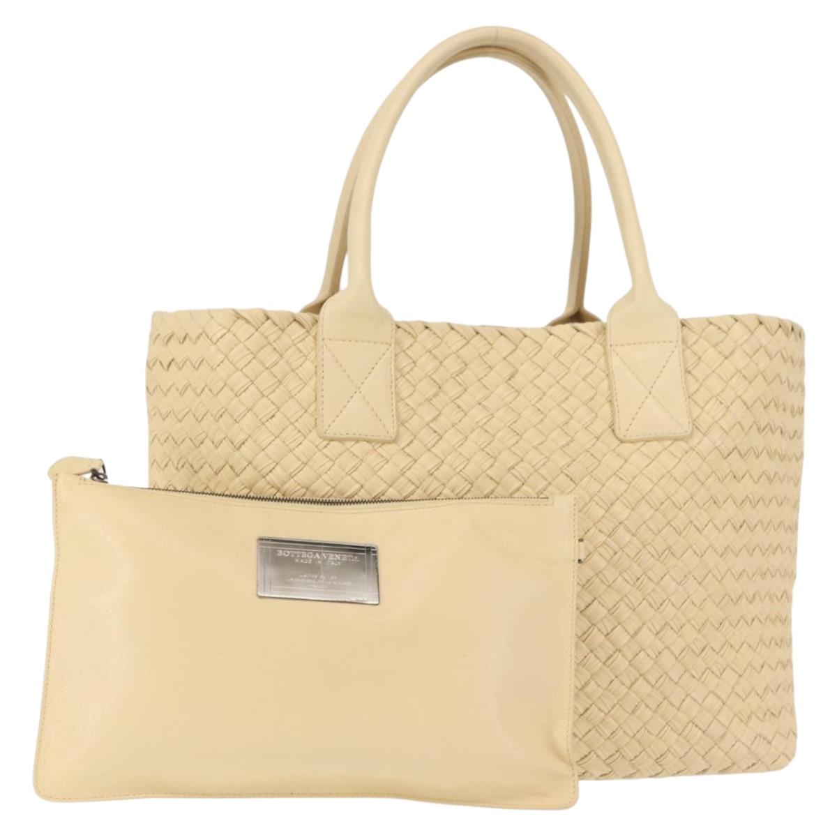 BOTTEGA VENETA INTRECCIATO Cabas PM Hand Bag Leather Beige 141498 Auth BA5771