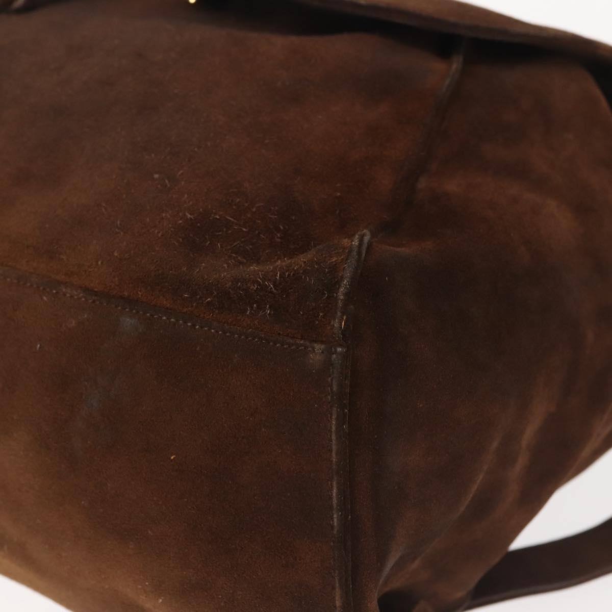 CHANEL Backpack Suede Brown Gold CC Auth BA5805