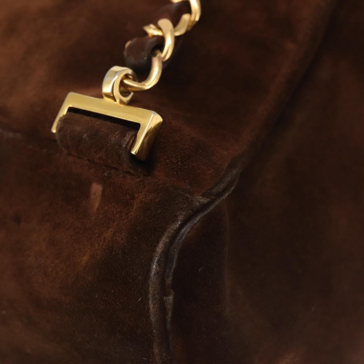 CHANEL Backpack Suede Brown Gold CC Auth BA5805