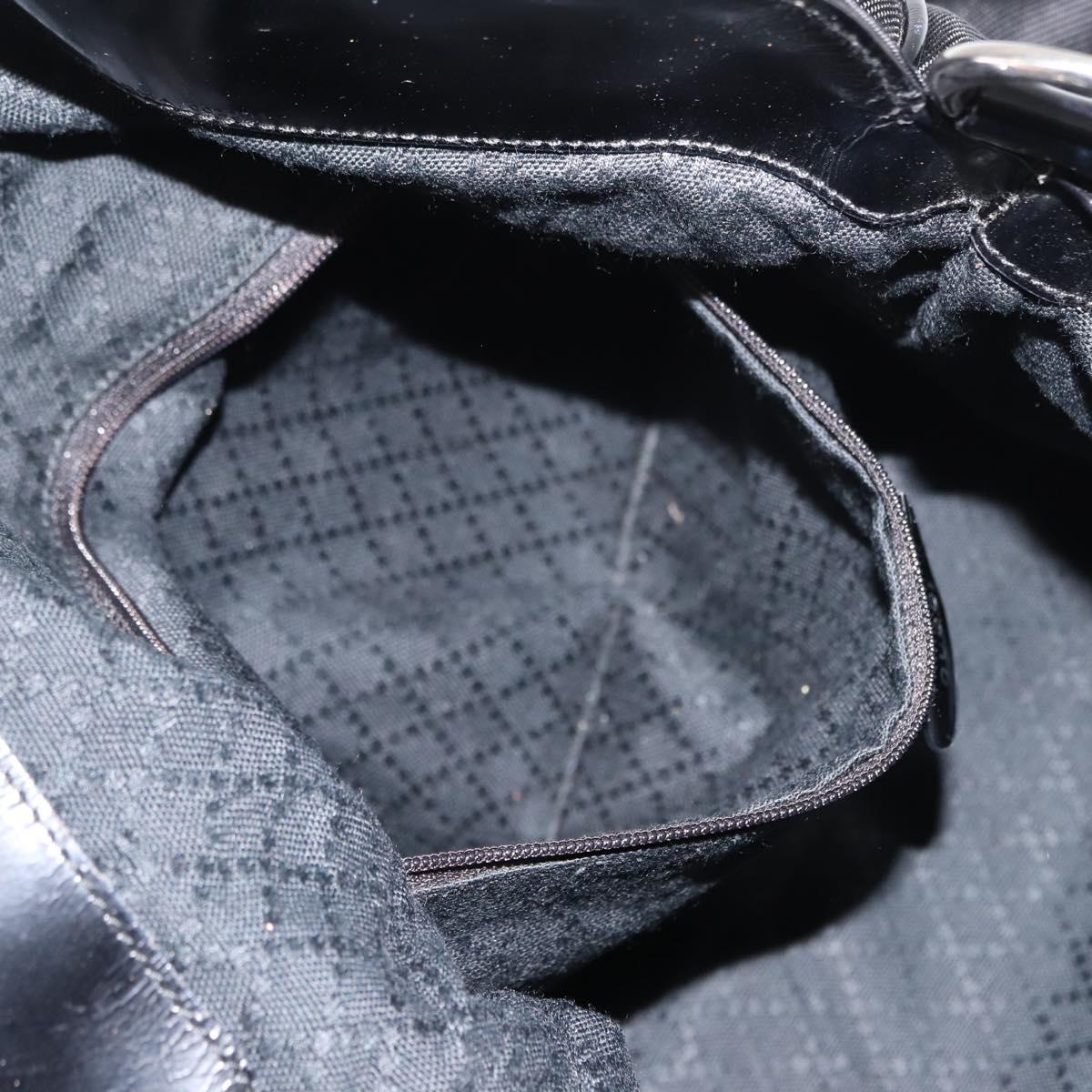 GUCCI Bamboo Hand Bag Nylon 2way Black Silver 001 0166 1577 Auth BA5807