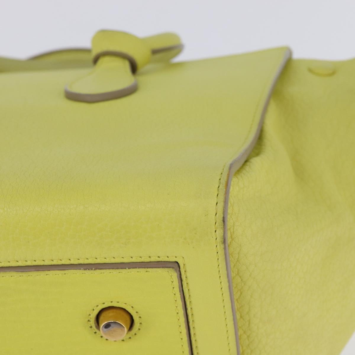 CELINE Thai Mini Hand Bag Leather Yellow Gold Auth BA5808