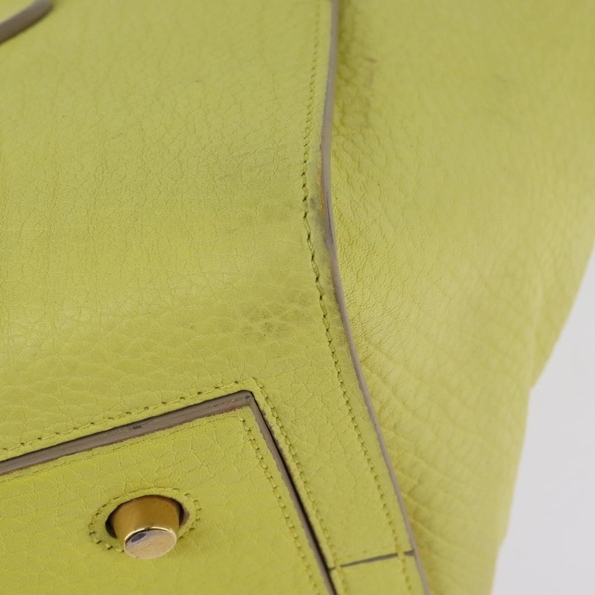 CELINE Thai Mini Hand Bag Leather Yellow Gold Auth BA5808