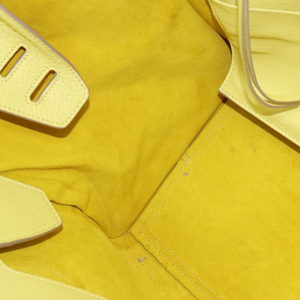 CELINE Thai Mini Hand Bag Leather Yellow Gold Auth BA5808