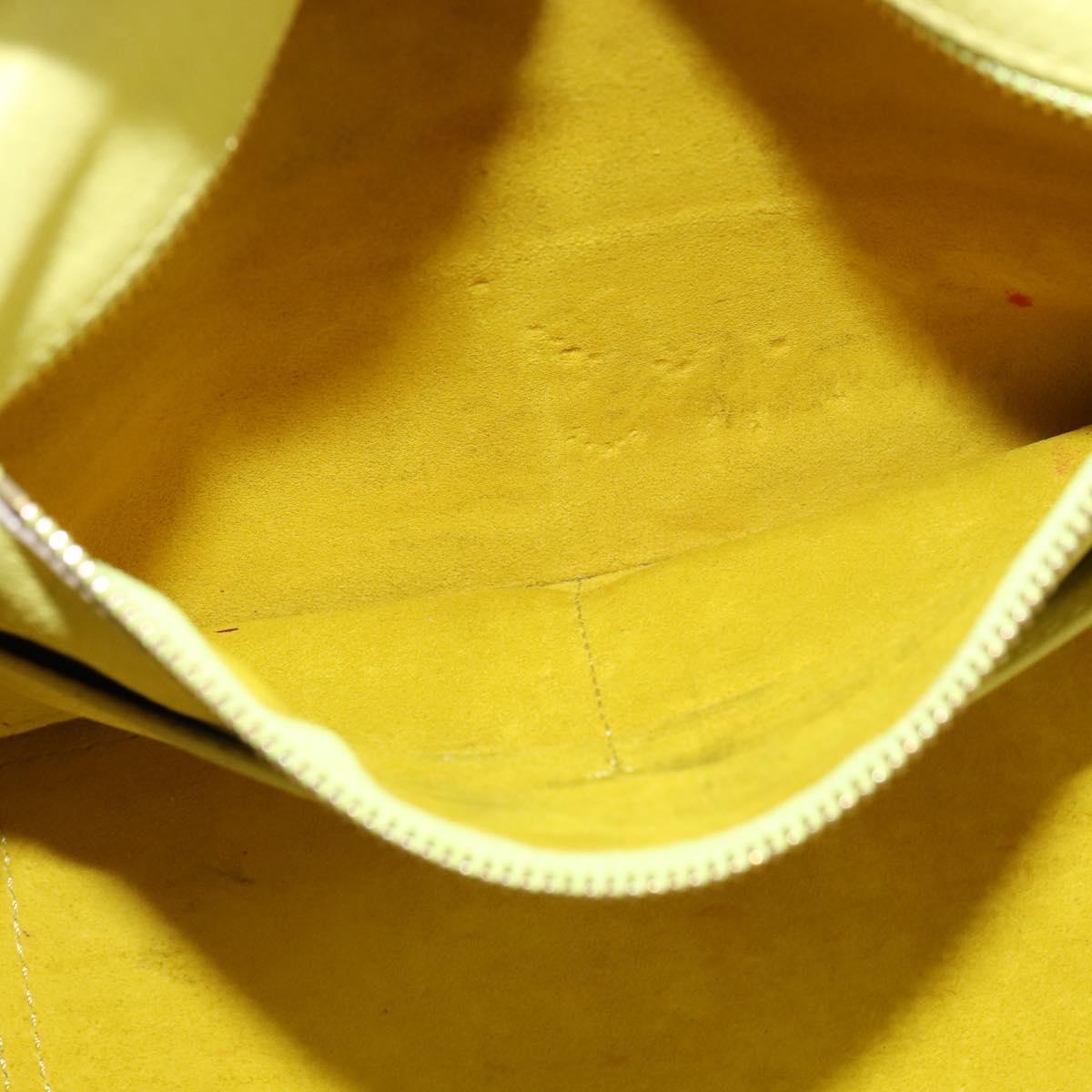 CELINE Thai Mini Hand Bag Leather Yellow Gold Auth BA5808