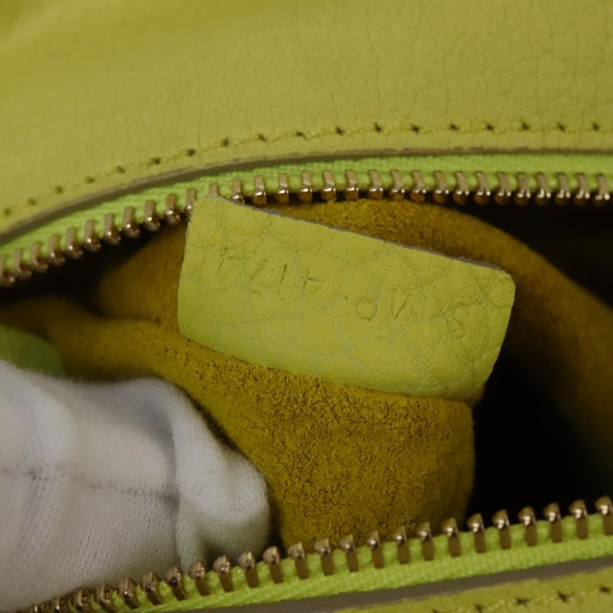 CELINE Thai Mini Hand Bag Leather Yellow Gold Auth BA5808