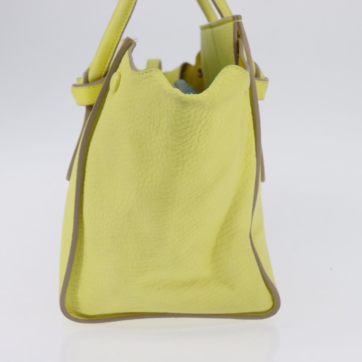 CELINE Thai Mini Hand Bag Leather Yellow Gold Auth BA5808