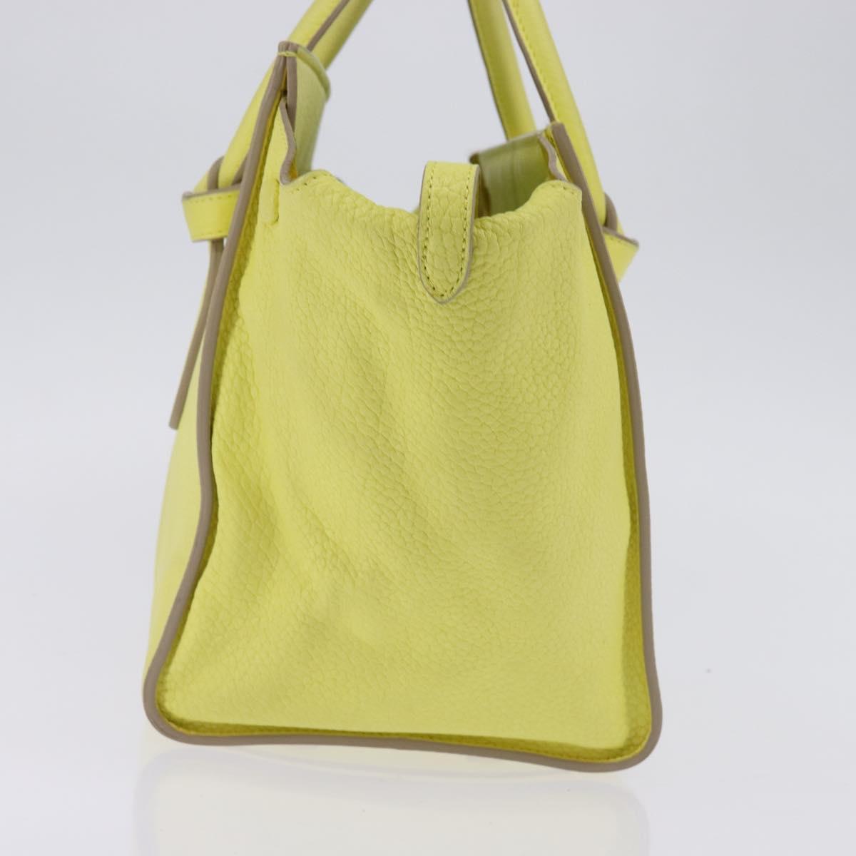 CELINE Thai Mini Hand Bag Leather Yellow Gold Auth BA5808
