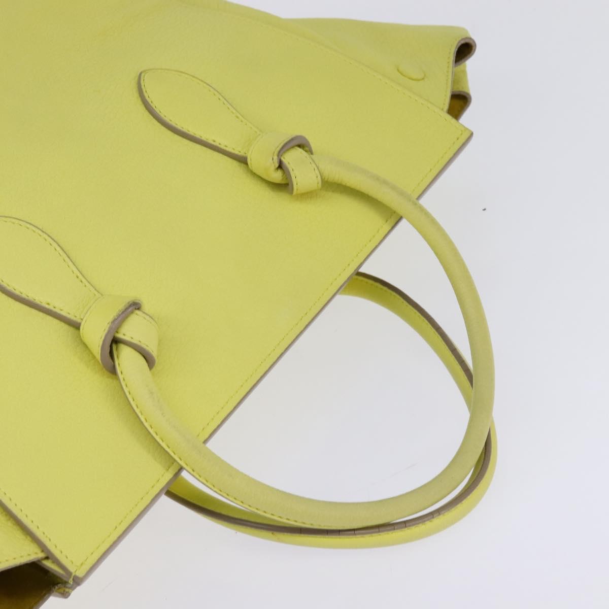 CELINE Thai Mini Hand Bag Leather Yellow Gold Auth BA5808