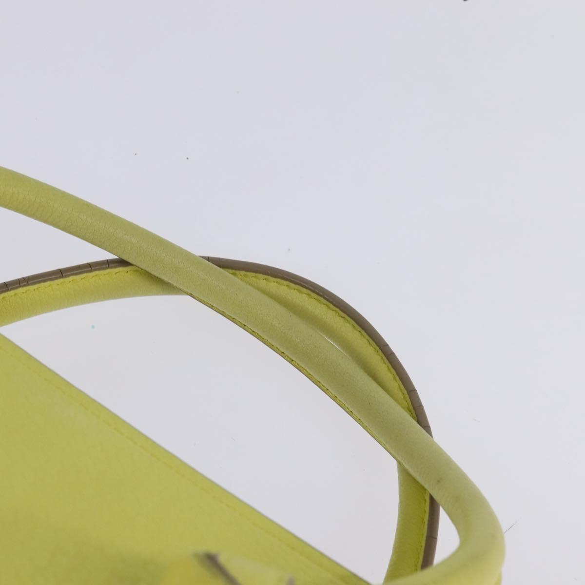 CELINE Thai Mini Hand Bag Leather Yellow Gold Auth BA5808