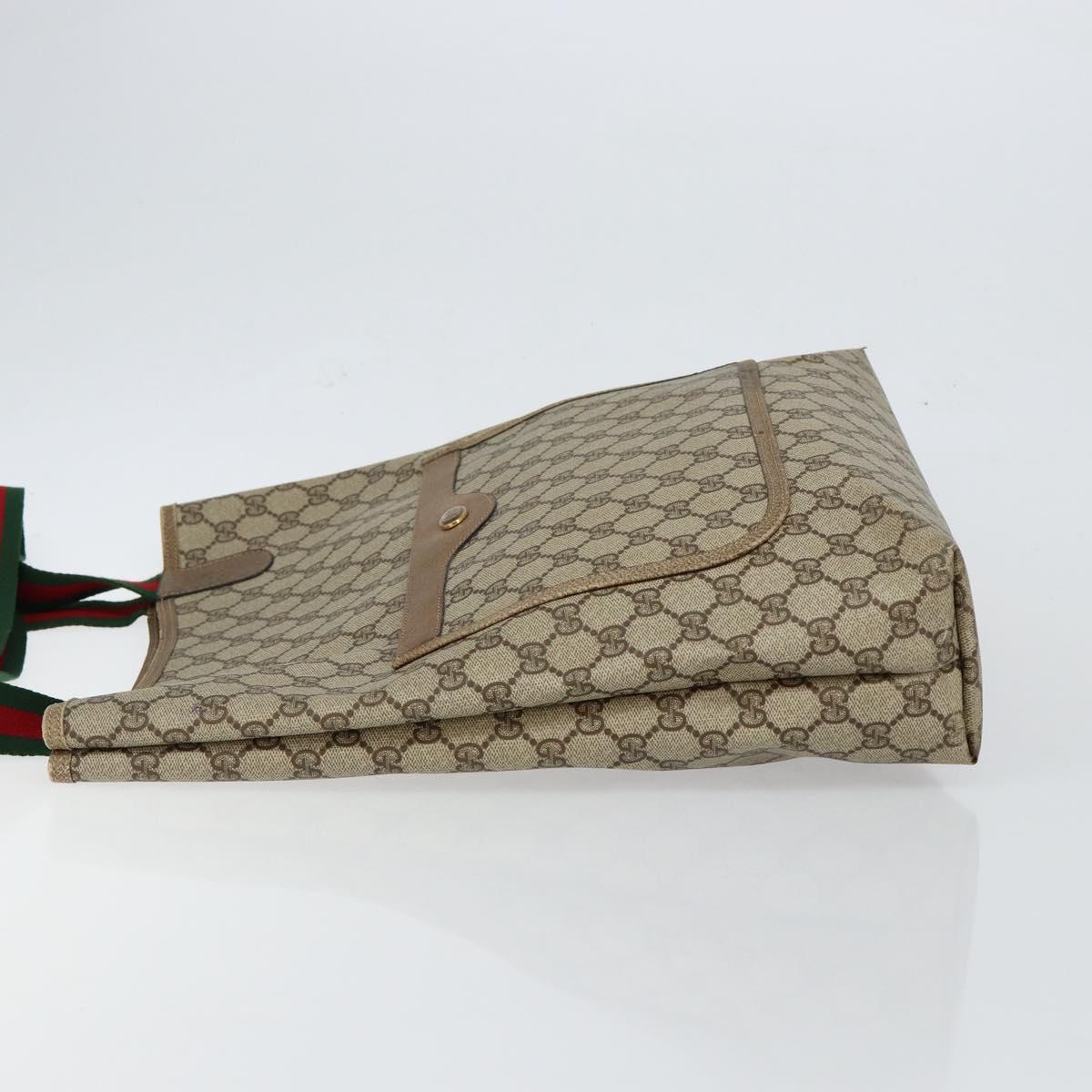 GUCCI GG Supreme Web Sherry Line Tote Bag PVC Beige 39 02 003 Auth BA5817