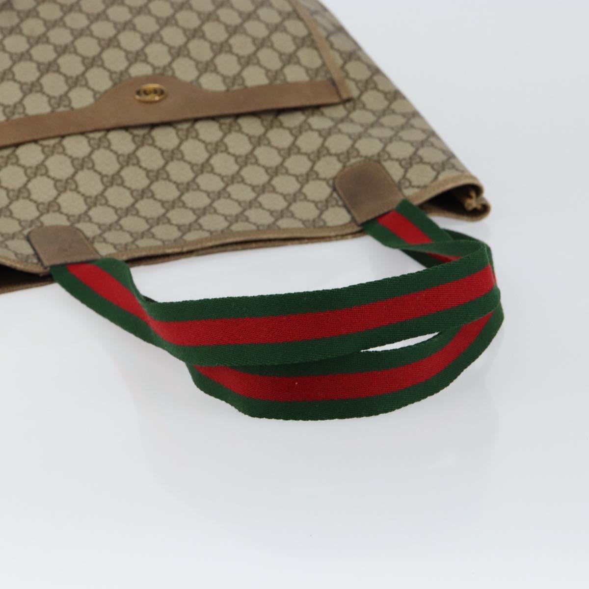 GUCCI GG Supreme Web Sherry Line Tote Bag PVC Beige 39 02 003 Auth BA5817