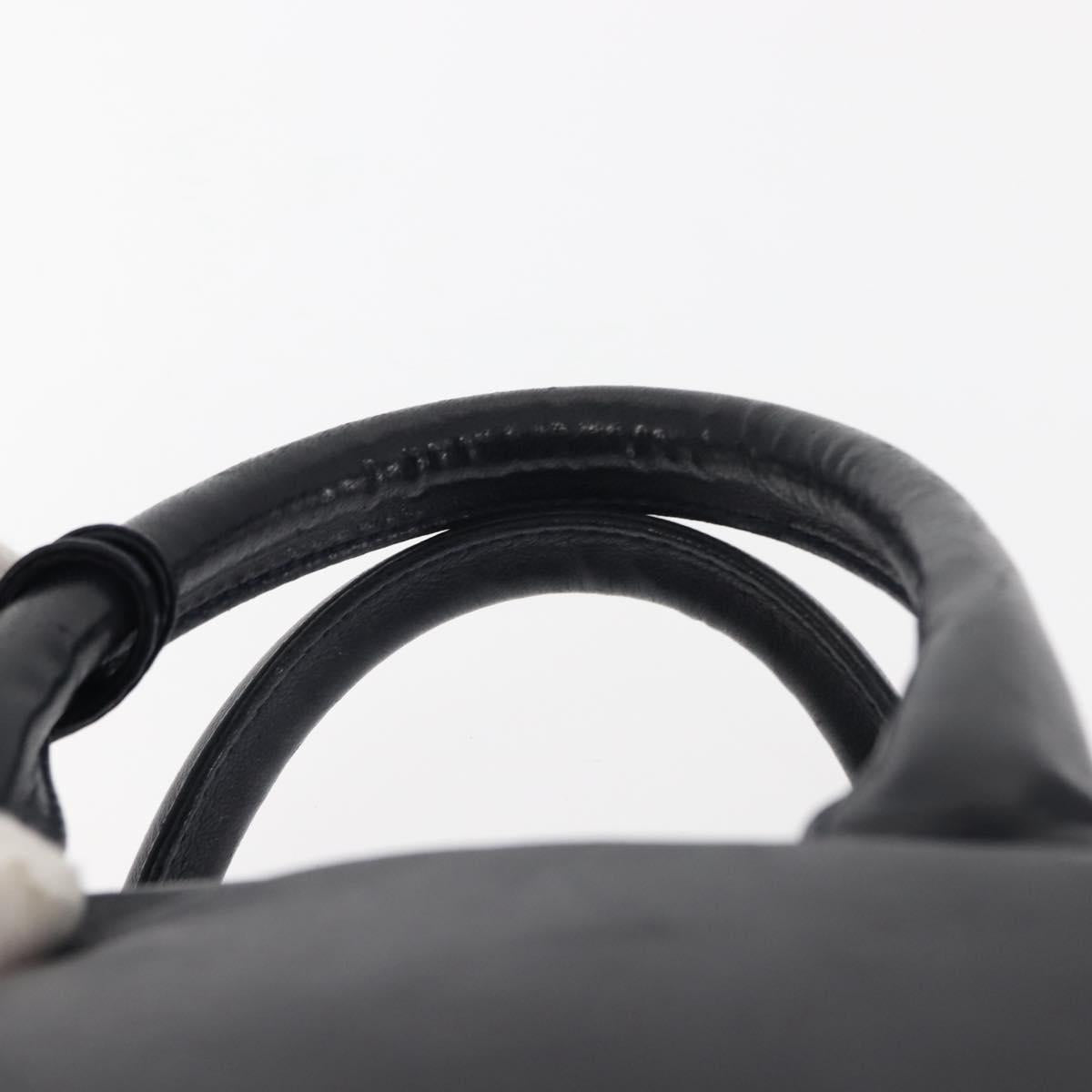 Christian Dior Hand Bag Leather Navy Gold Auth BA5820