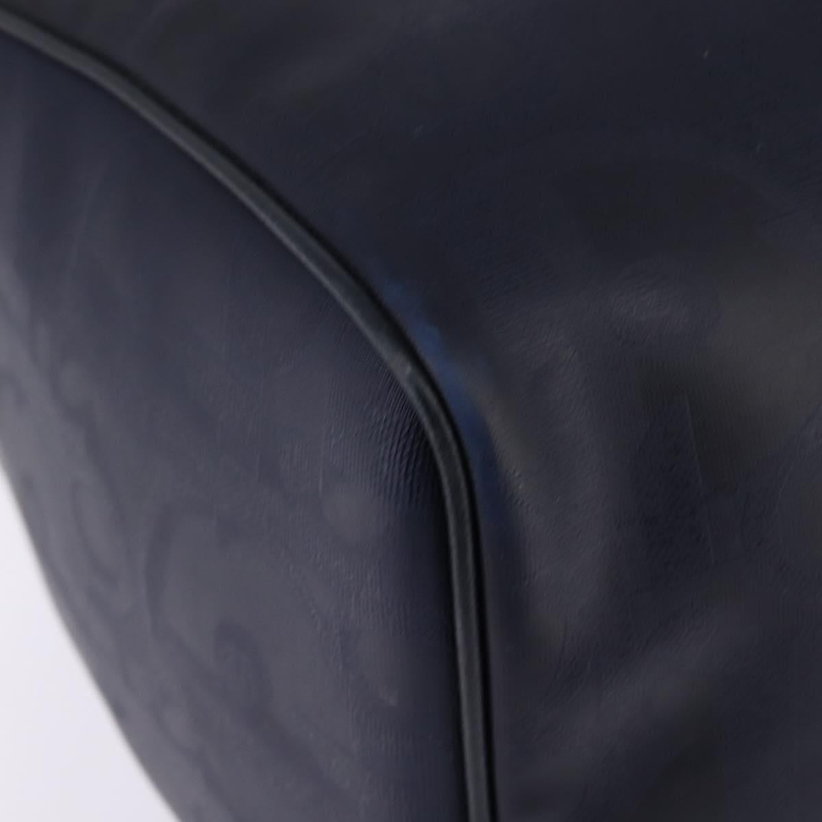 Christian Dior Trotter Canvas Boston Bag Navy Gold Auth BA5821