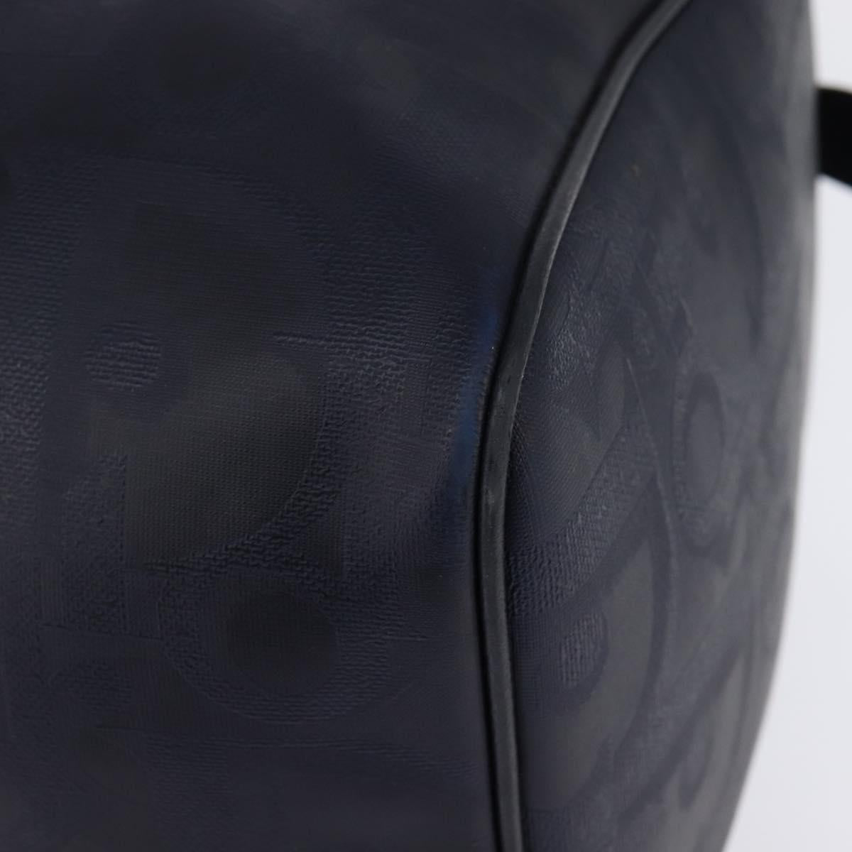 Christian Dior Trotter Canvas Boston Bag Navy Gold Auth BA5821