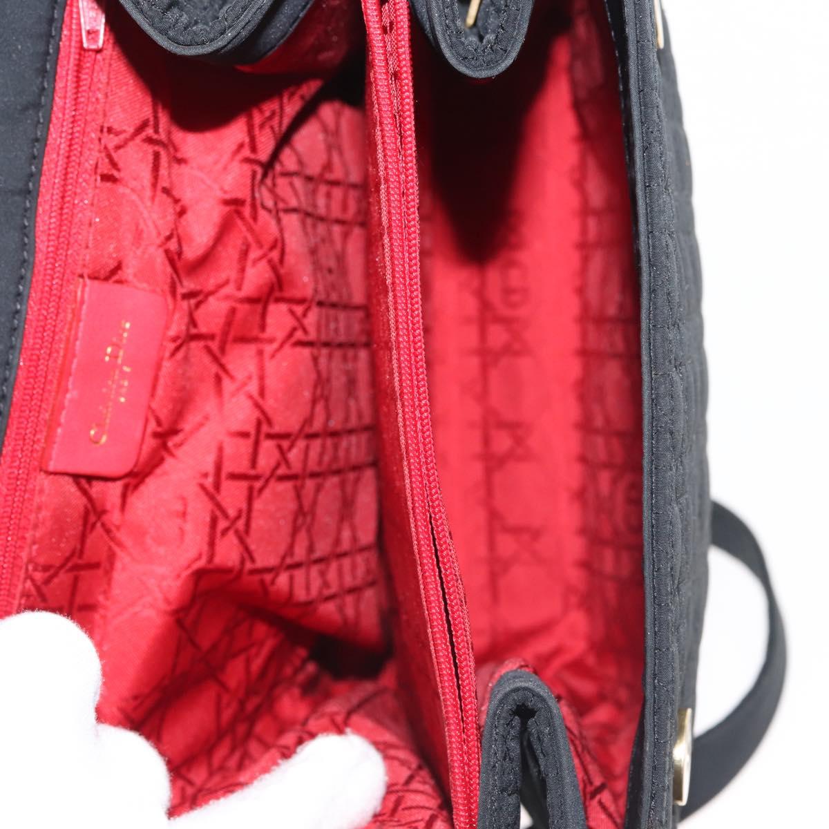 Christian Dior Canage Backpack Nylon Black Gold Auth BA5824