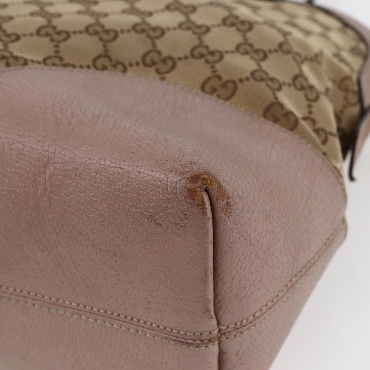 GUCCI GG Canvas Shoulder Bag Beige Gold 323673 Auth BA5827