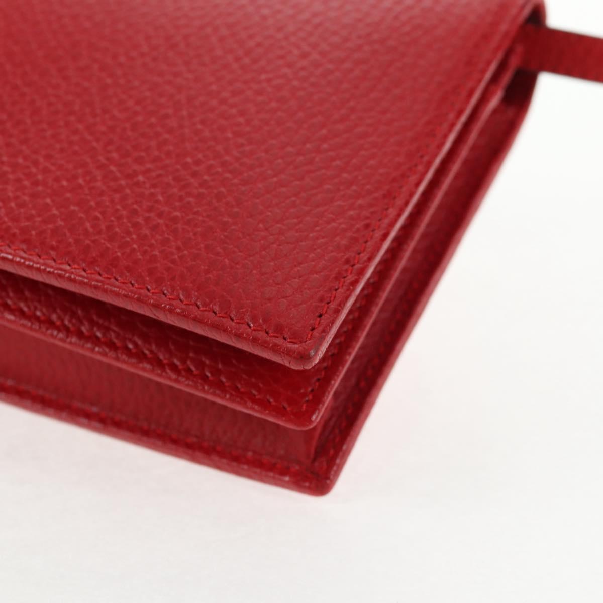 GUCCI Shoulder Wallet Swing Leather Red Gold 368231 534563 Auth BA5829V