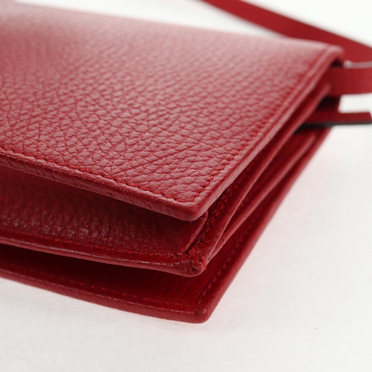 GUCCI Shoulder Wallet Swing Leather Red Gold 368231 534563 Auth BA5829V