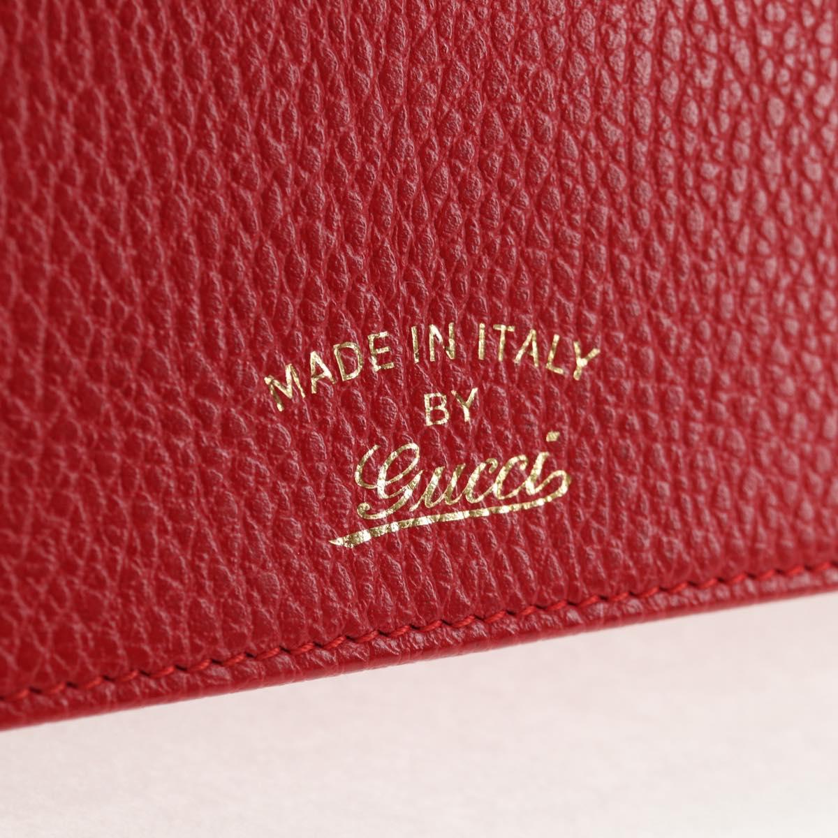 GUCCI Shoulder Wallet Swing Leather Red Gold 368231 534563 Auth BA5829V
