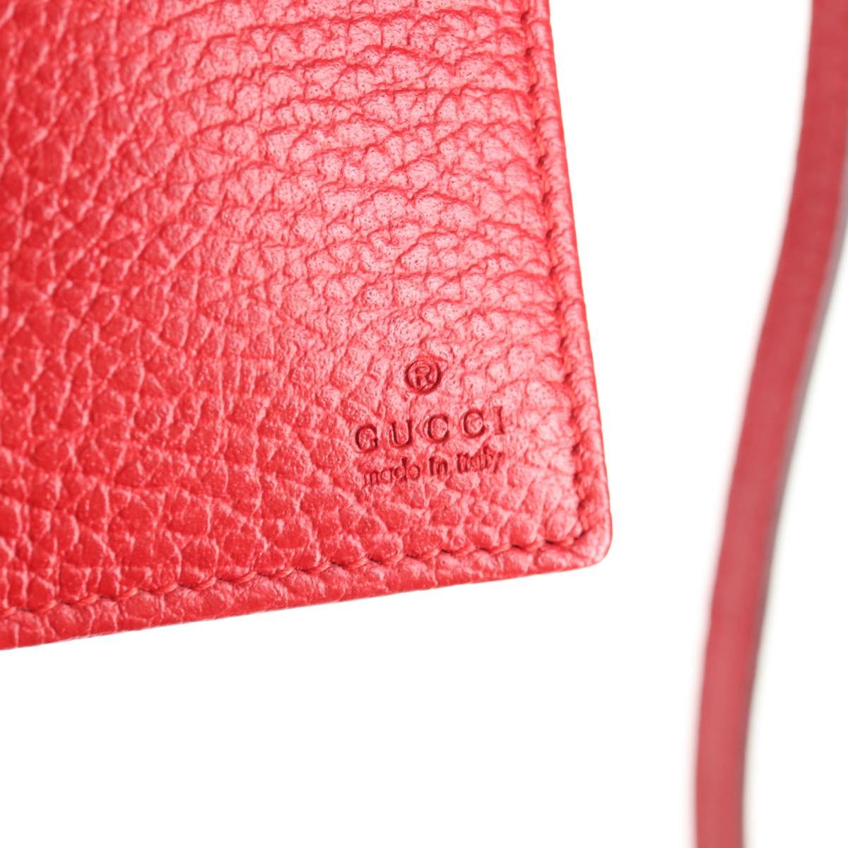 GUCCI Shoulder Wallet Swing Leather Red Gold 368231 534563 Auth BA5829V