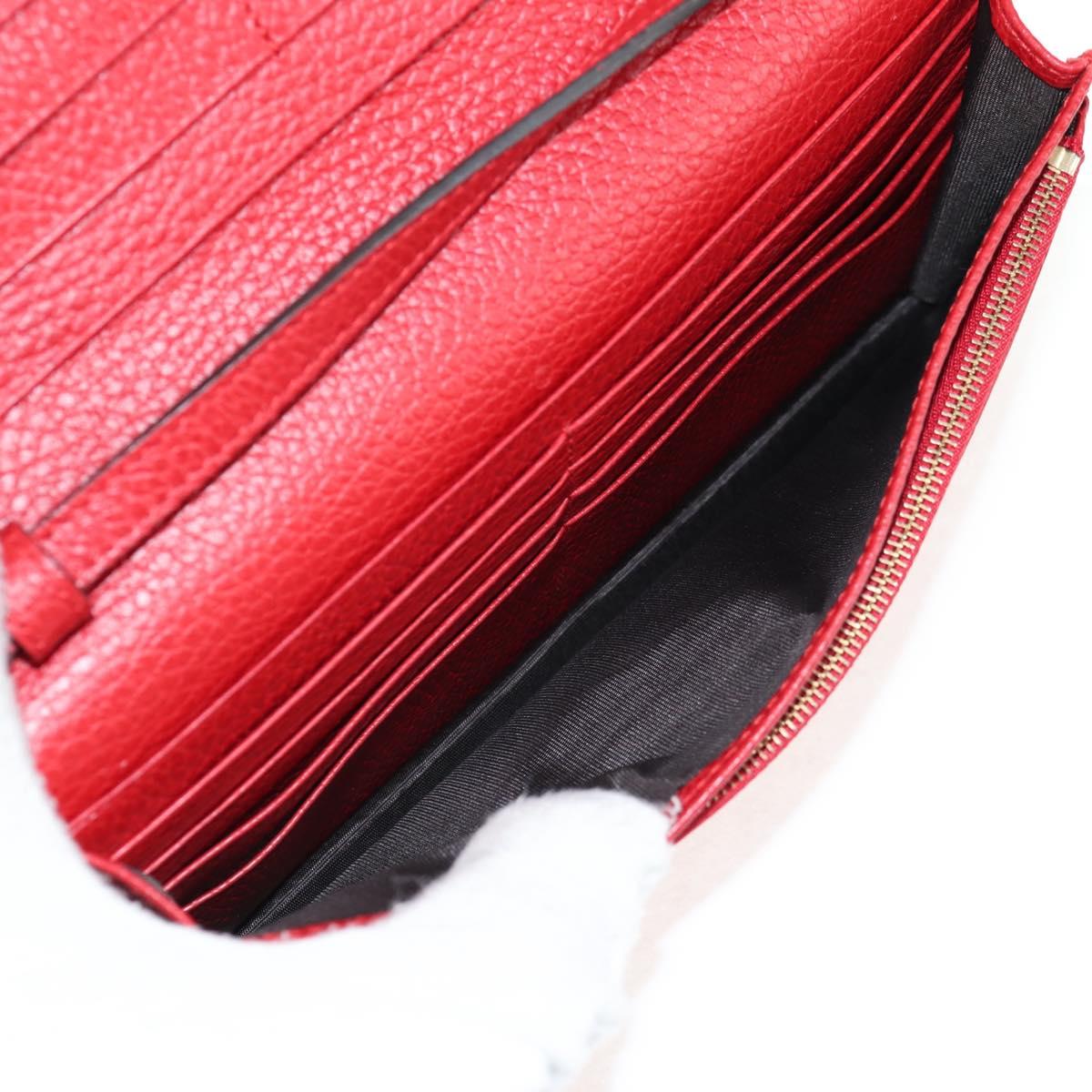 GUCCI Shoulder Wallet Swing Leather Red Gold 368231 534563 Auth BA5829V