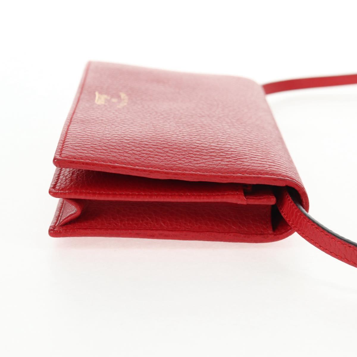 GUCCI Shoulder Wallet Swing Leather Red Gold 368231 534563 Auth BA5829V