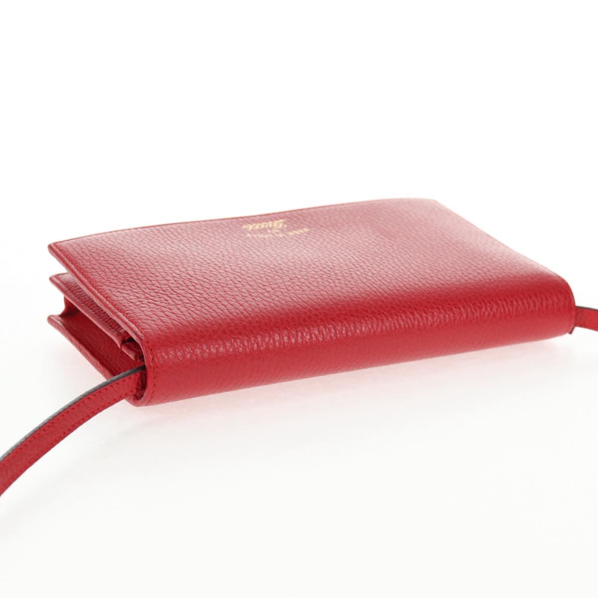 GUCCI Shoulder Wallet Swing Leather Red Gold 368231 534563 Auth BA5829V