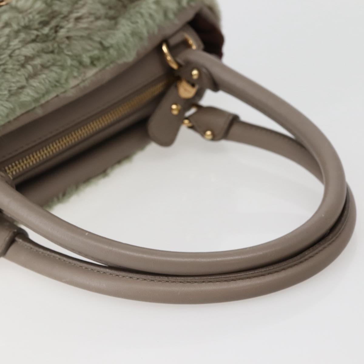 Salvatore Ferragamo Vala Hand Bag Leather Beige Gold Auth BA5832