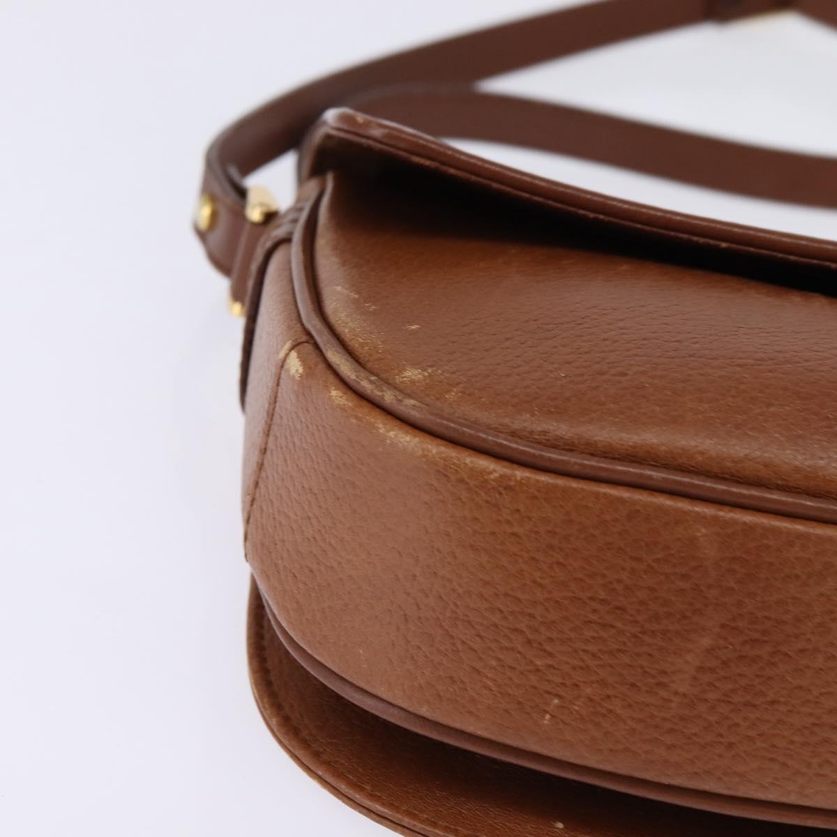 Burberrys Shoulder Bag Leather Brown Gold Auth BA5835