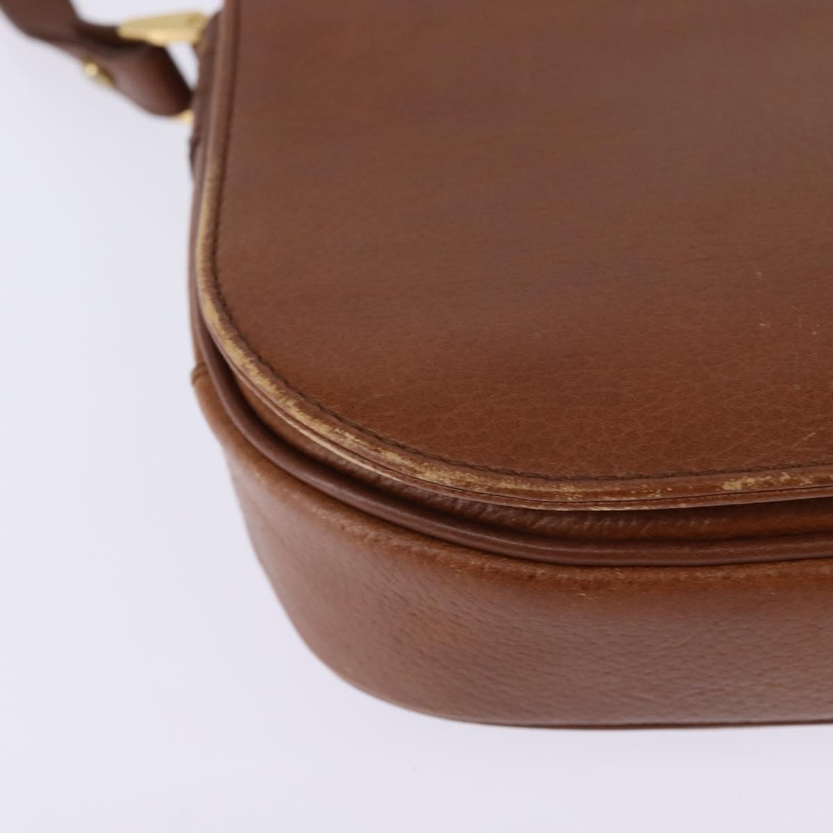 Burberrys Shoulder Bag Leather Brown Gold Auth BA5835