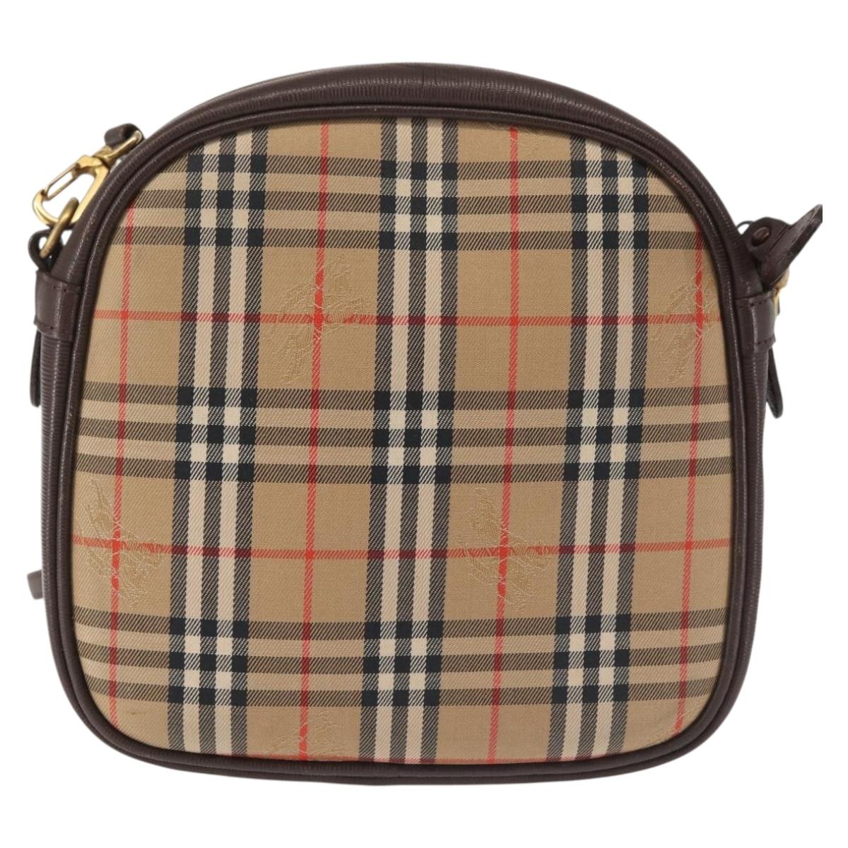 Burberrys Nova Check Shoulder Bag Canvas Beige Gold Auth BA5837