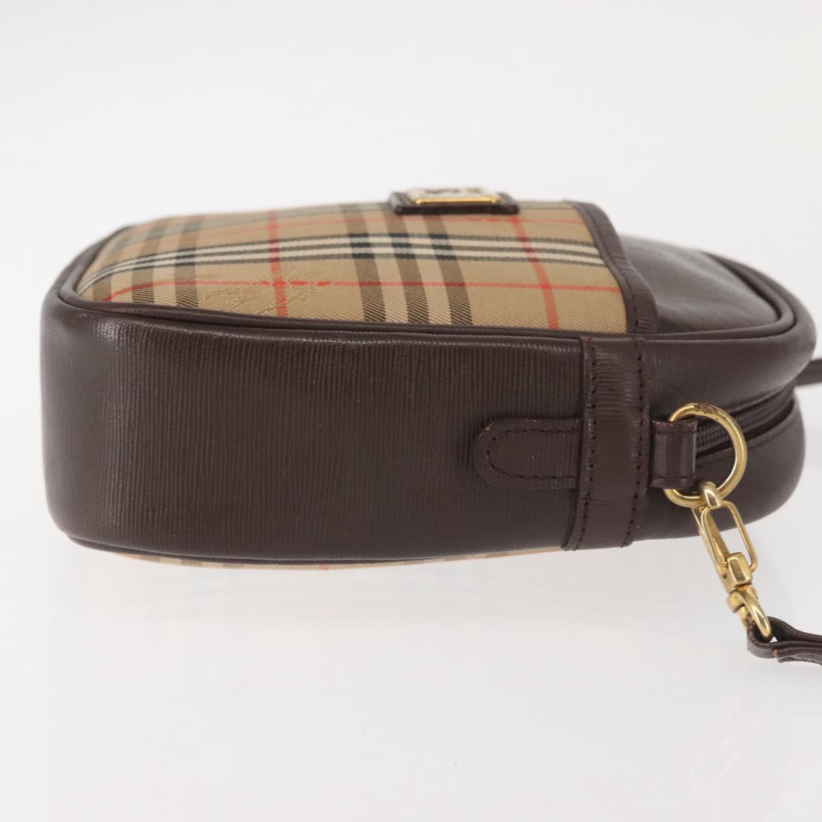 Burberrys Nova Check Shoulder Bag Canvas Beige Gold Auth BA5837
