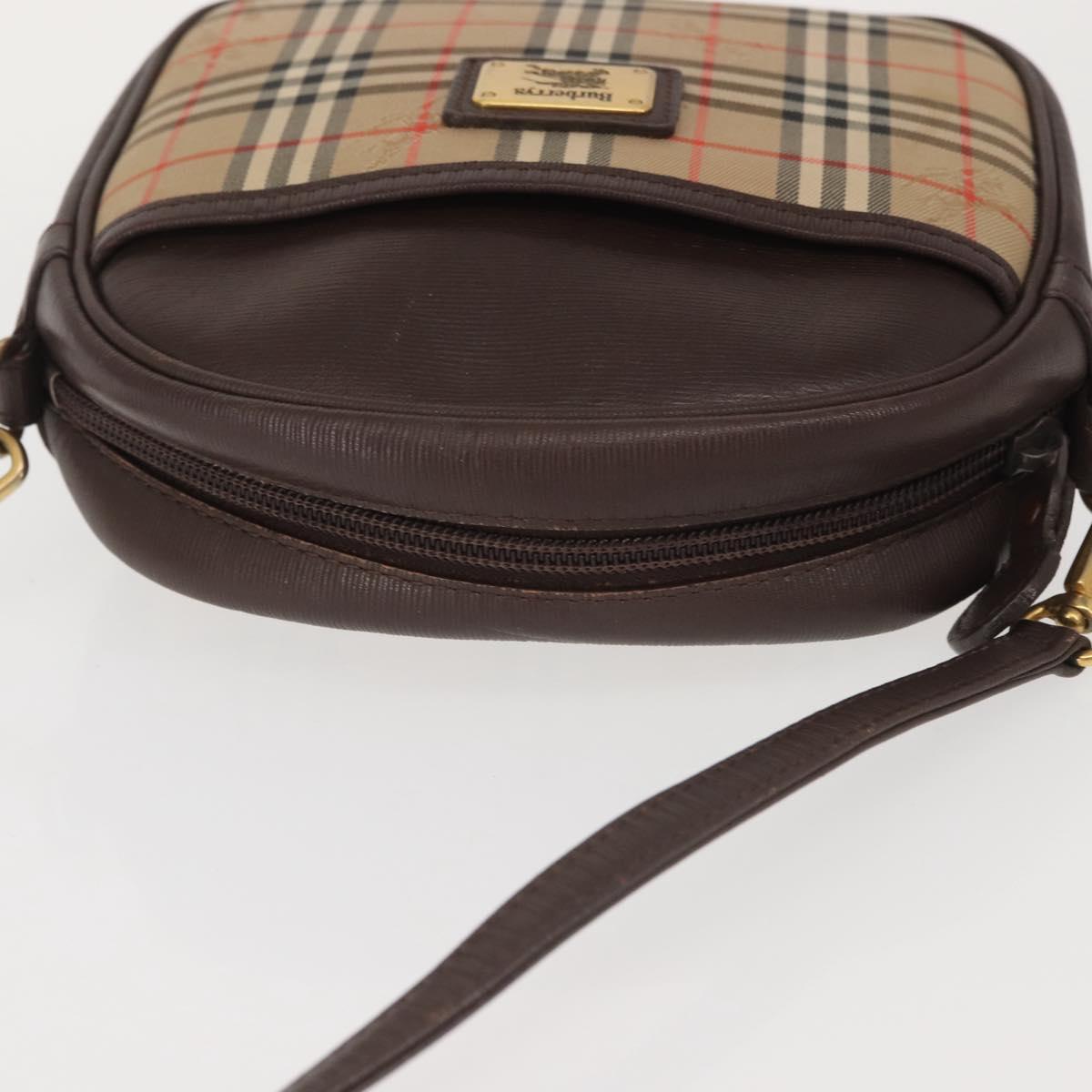 Burberrys Nova Check Shoulder Bag Canvas Beige Gold Auth BA5837
