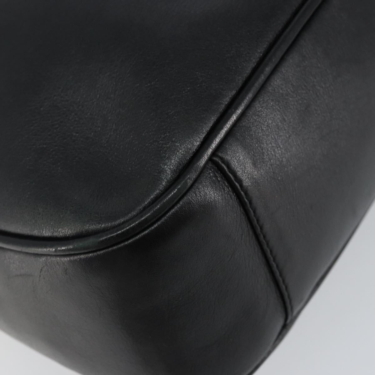 GUCCI Bamboo Hand Bag Leather 2way Black Gold 001 1638 Auth BA5841