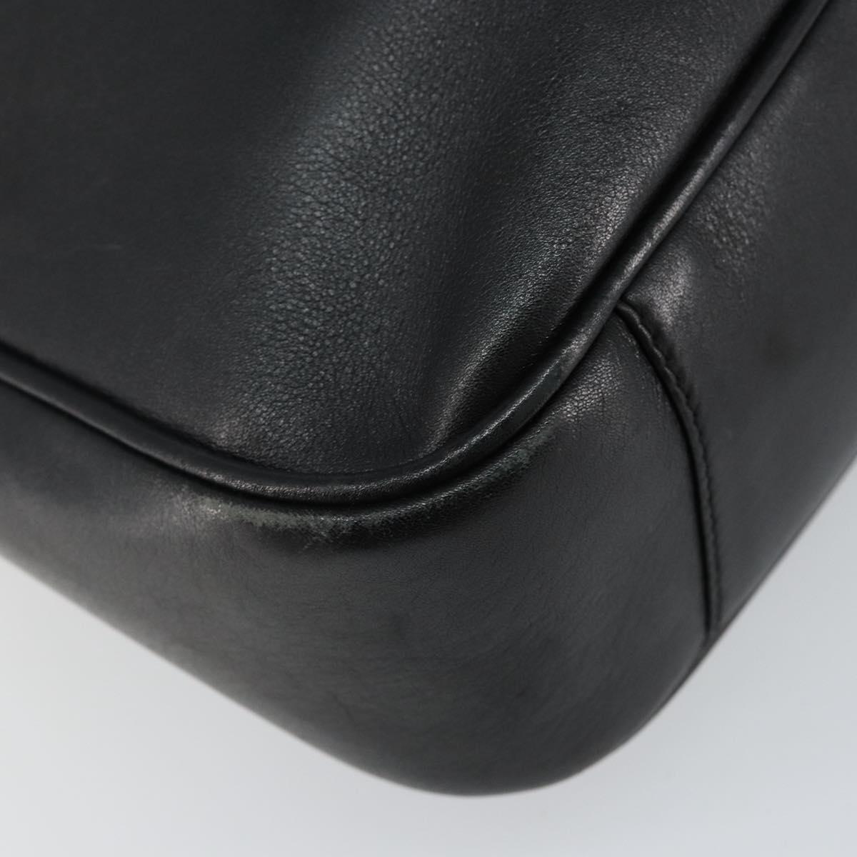 GUCCI Bamboo Hand Bag Leather 2way Black Gold 001 1638 Auth BA5841