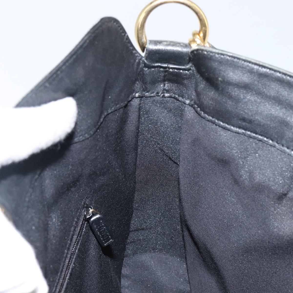 GUCCI Bamboo Hand Bag Leather 2way Black Gold 001 1638 Auth BA5841