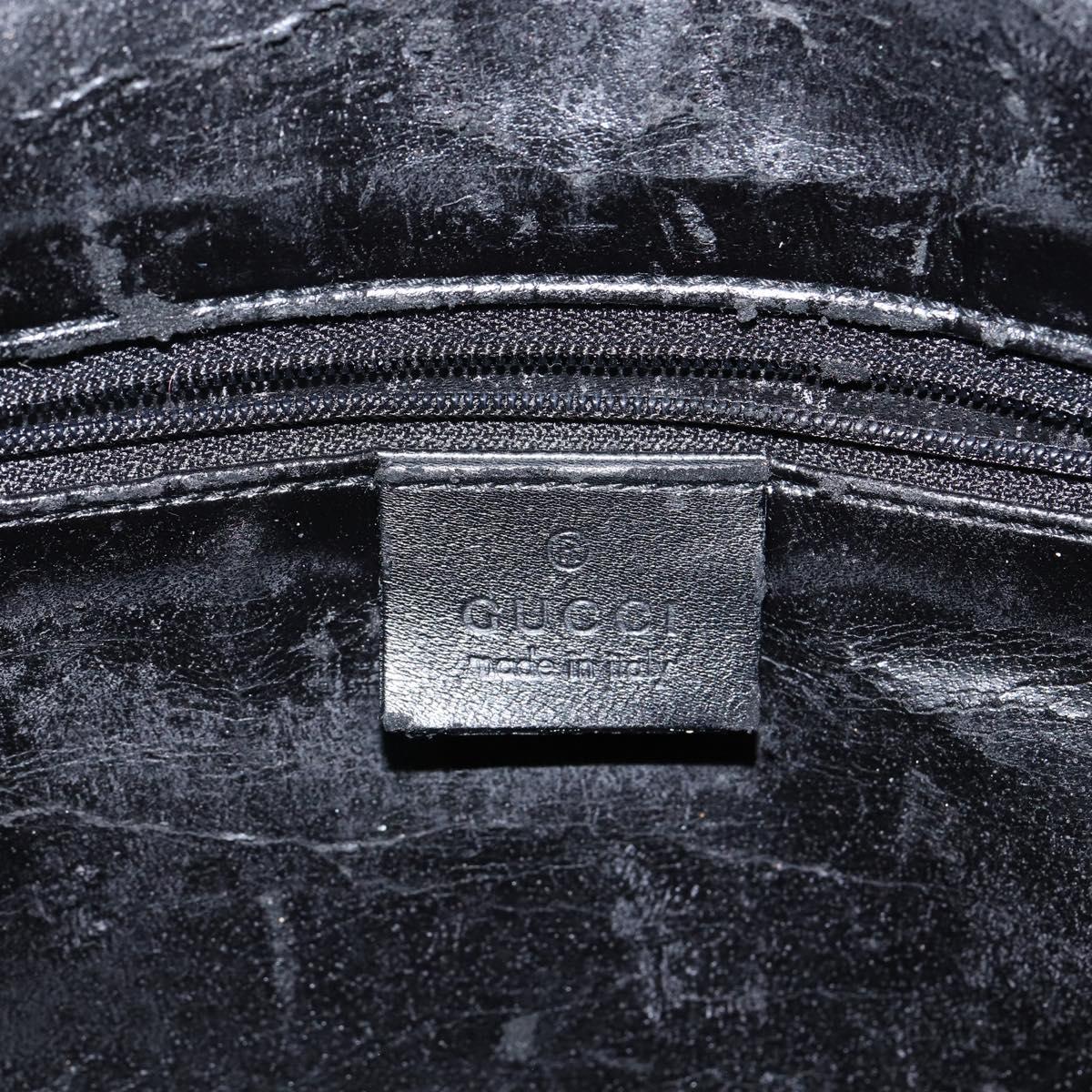 GUCCI Bamboo Hand Bag Leather 2way Black Gold 001 1638 Auth BA5842