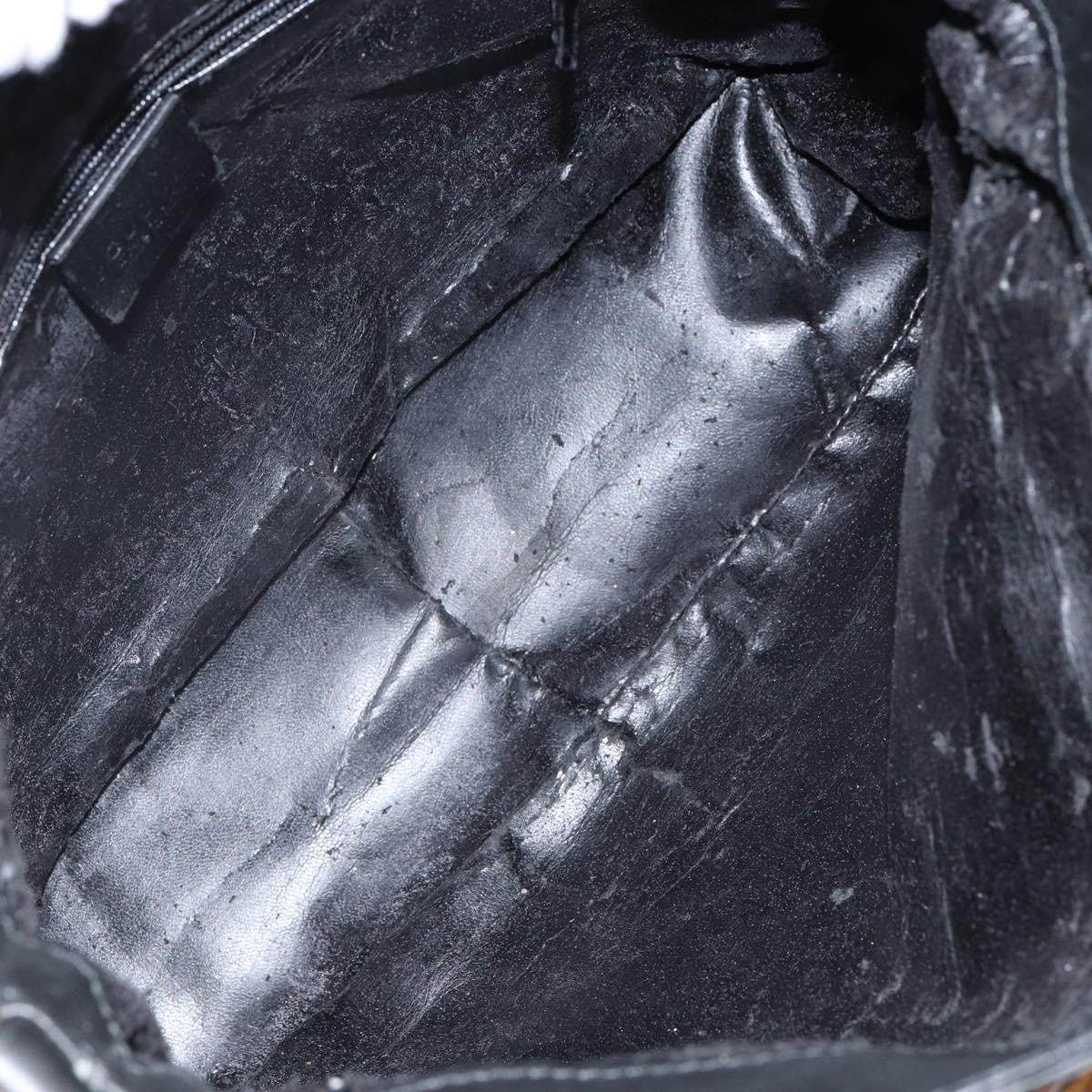 GUCCI Bamboo Hand Bag Leather 2way Black Gold 001 1638 Auth BA5842